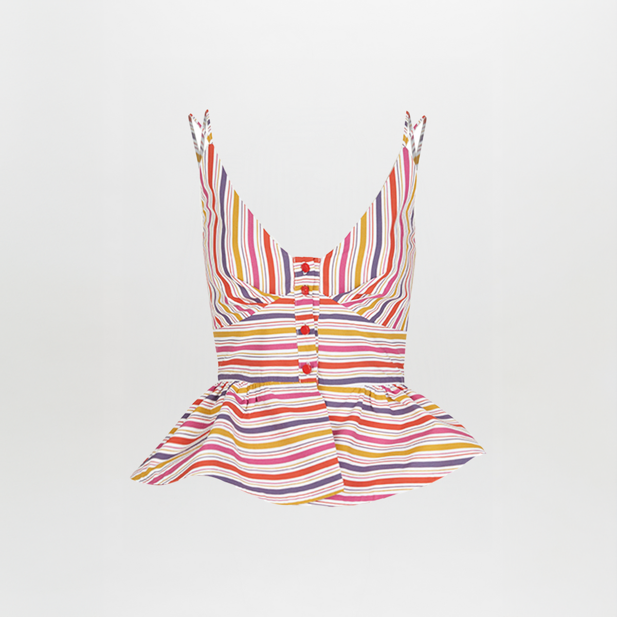 Multi-color Striped Buttoned Strap Dress