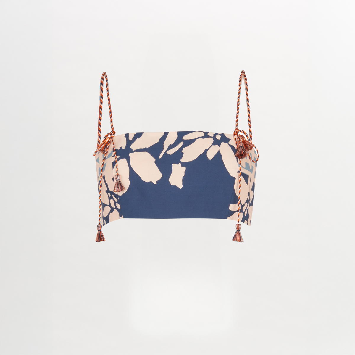Blue-white Ornament Tassel Strap Bag