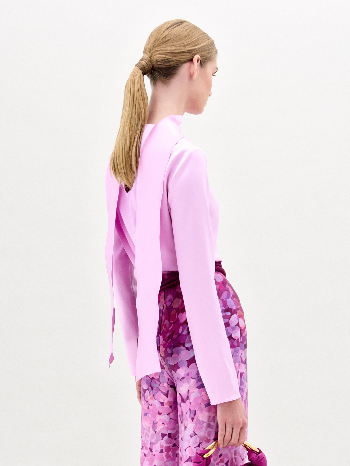 Pink High-neck Long Sleeve Top