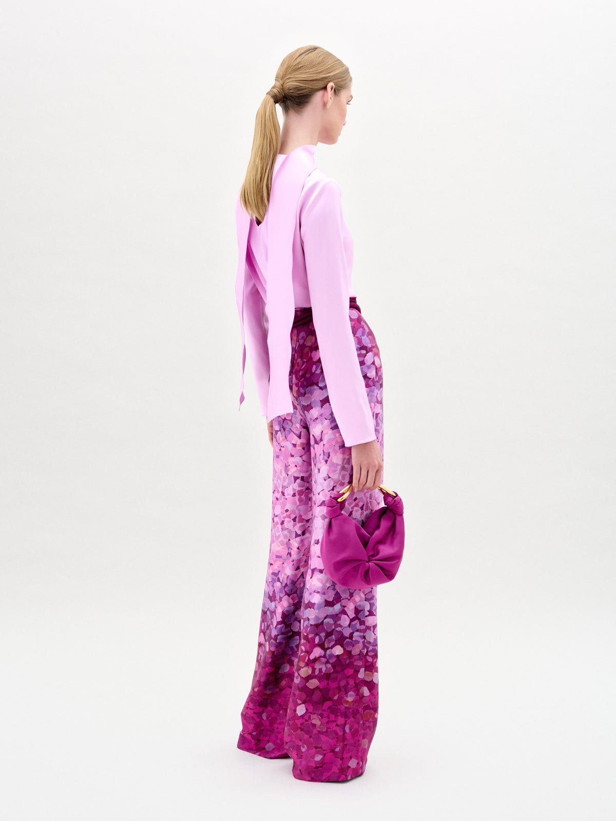 Pink-purple Jacquard Wide-leg Pants