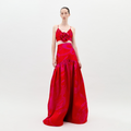 Red Printed High-Waisted Maxi Skirt