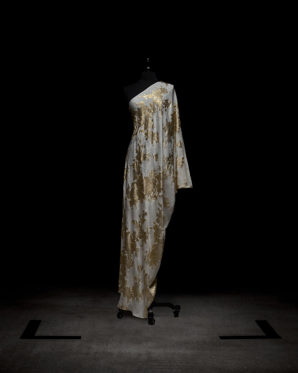 White Gold Printed Drapey Maxi Dress