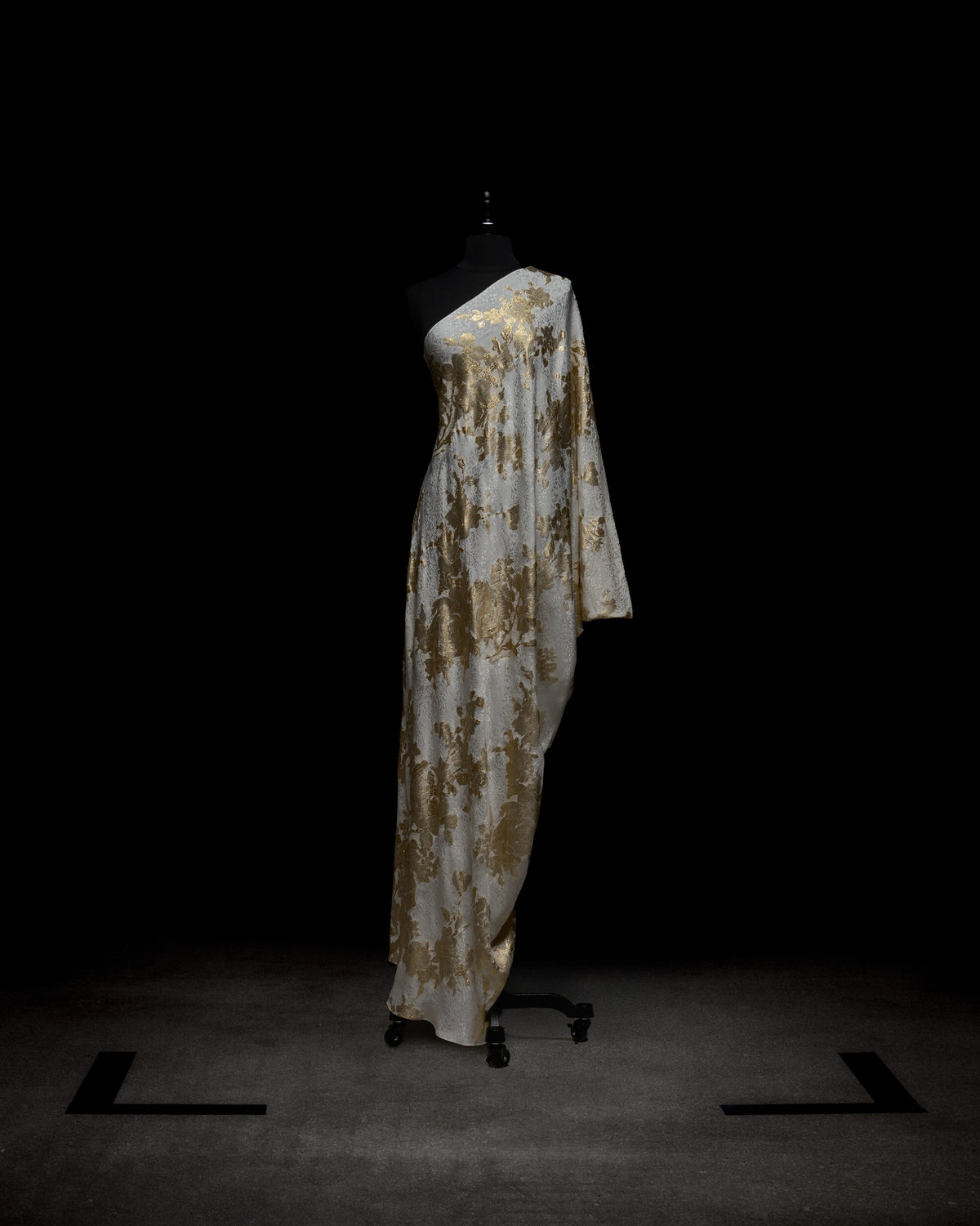 White Gold Printed Drapey Maxi Dress