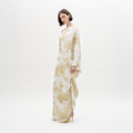 White Gold Printed Drapey Maxi Dress