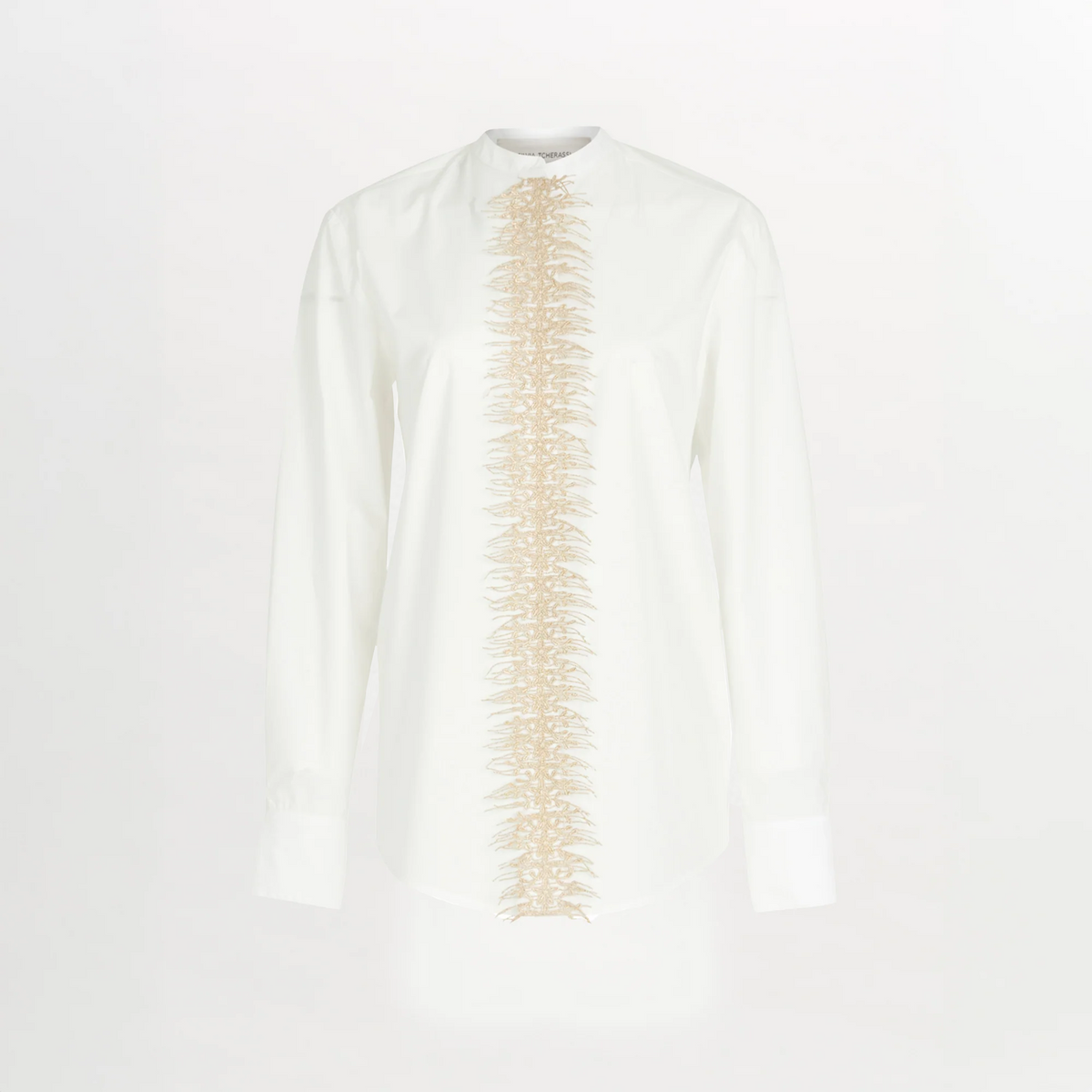 White Shirt with Gold Fringe