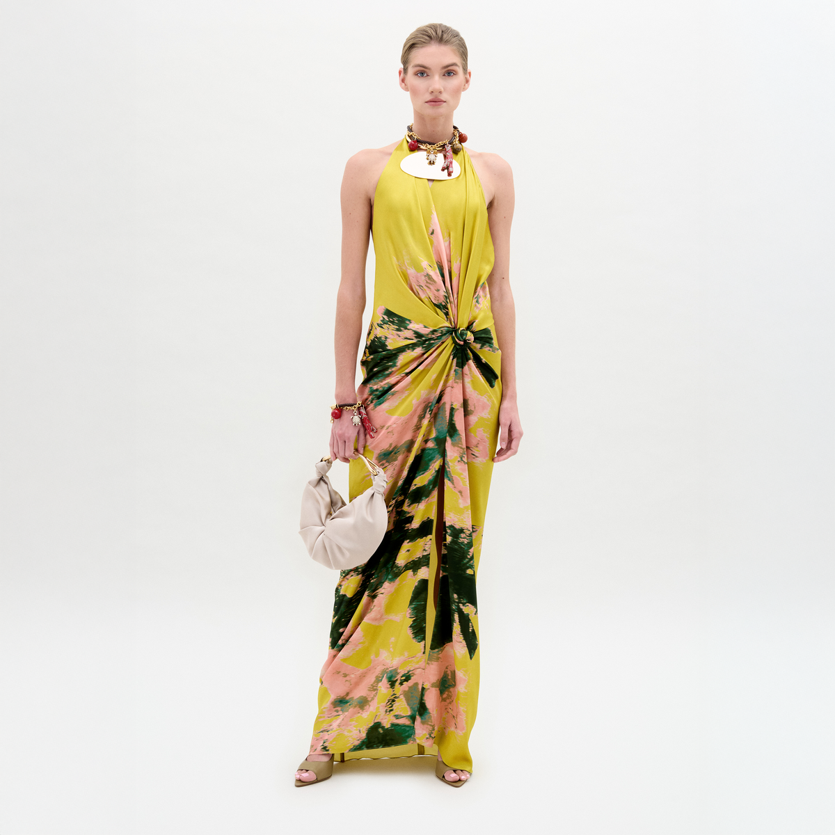 Yellow Pink Green Printed Dress