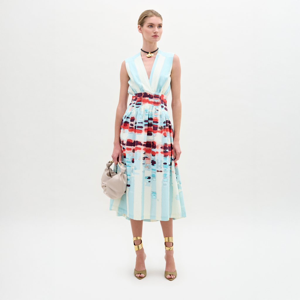 Sleeveless Stripe Printed Dress