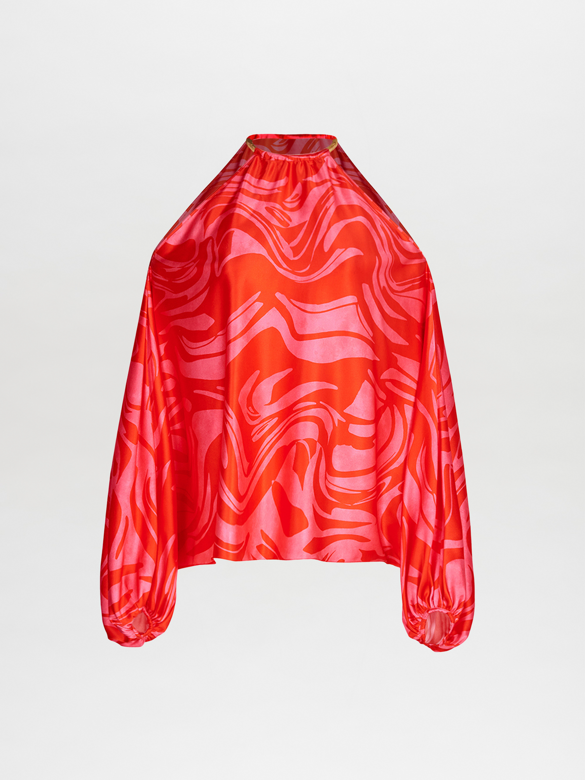 Abstract Print Red Lantern Sleeve Top
