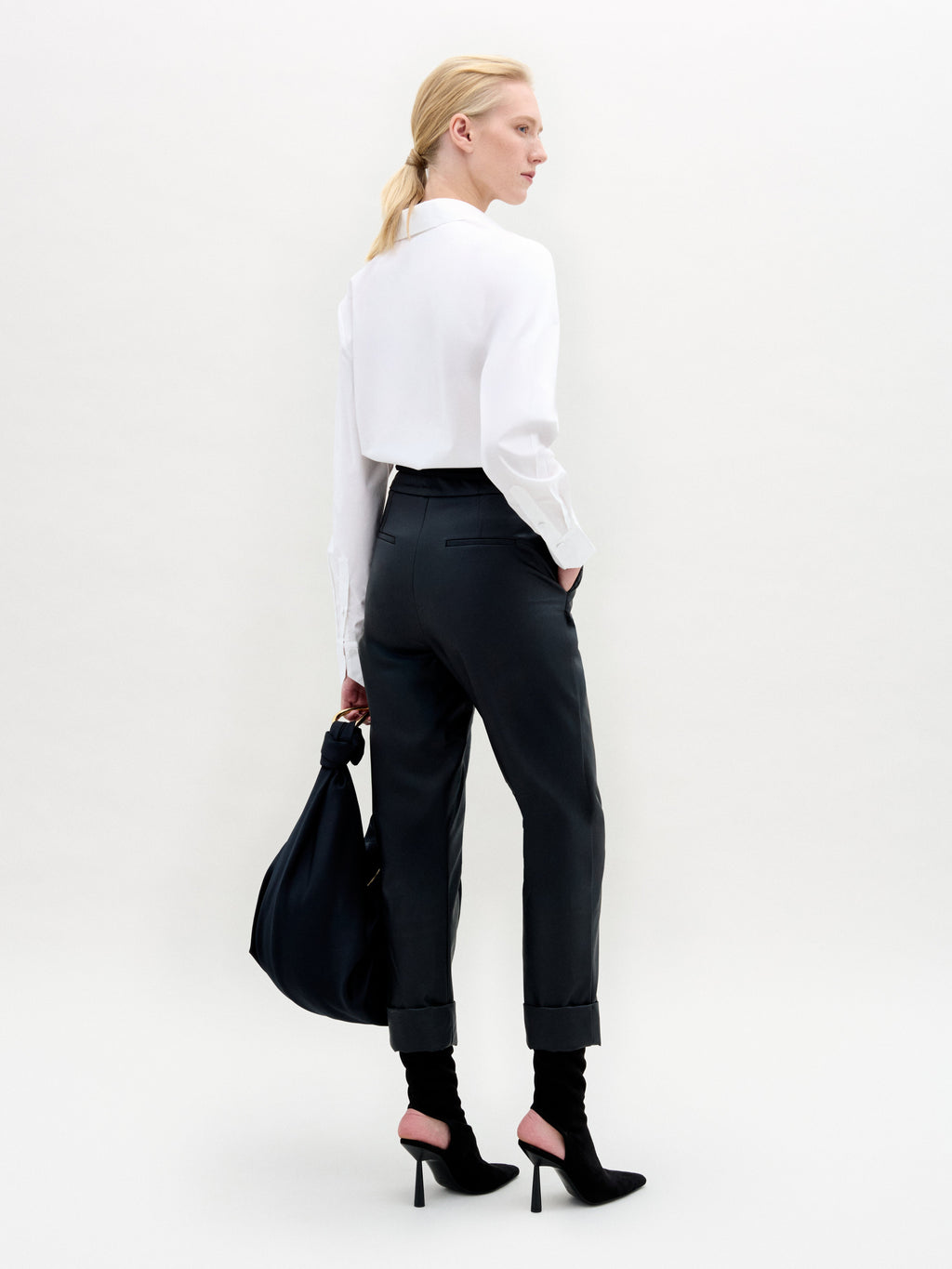 White Lace-Up Embroidery Collar Shirt