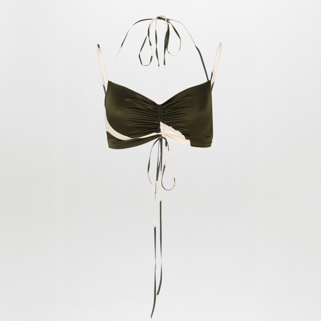Halter Tie-String Contrast Bra