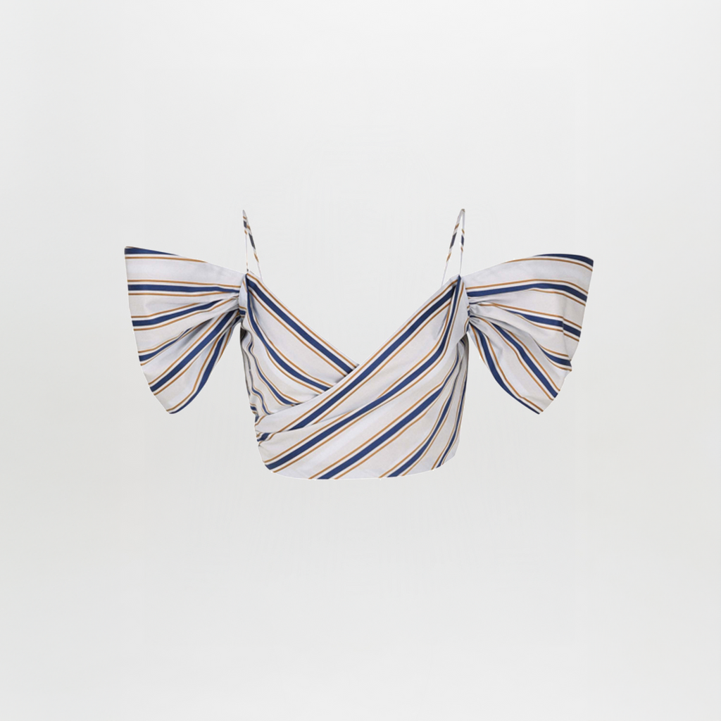 Blue - white Striped Flared - sleeve Cami