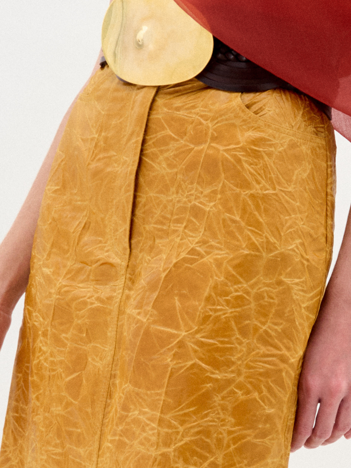 Yellow Textured Commuter Long Skirt