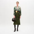 Green Printed High-Waisted Long Dress