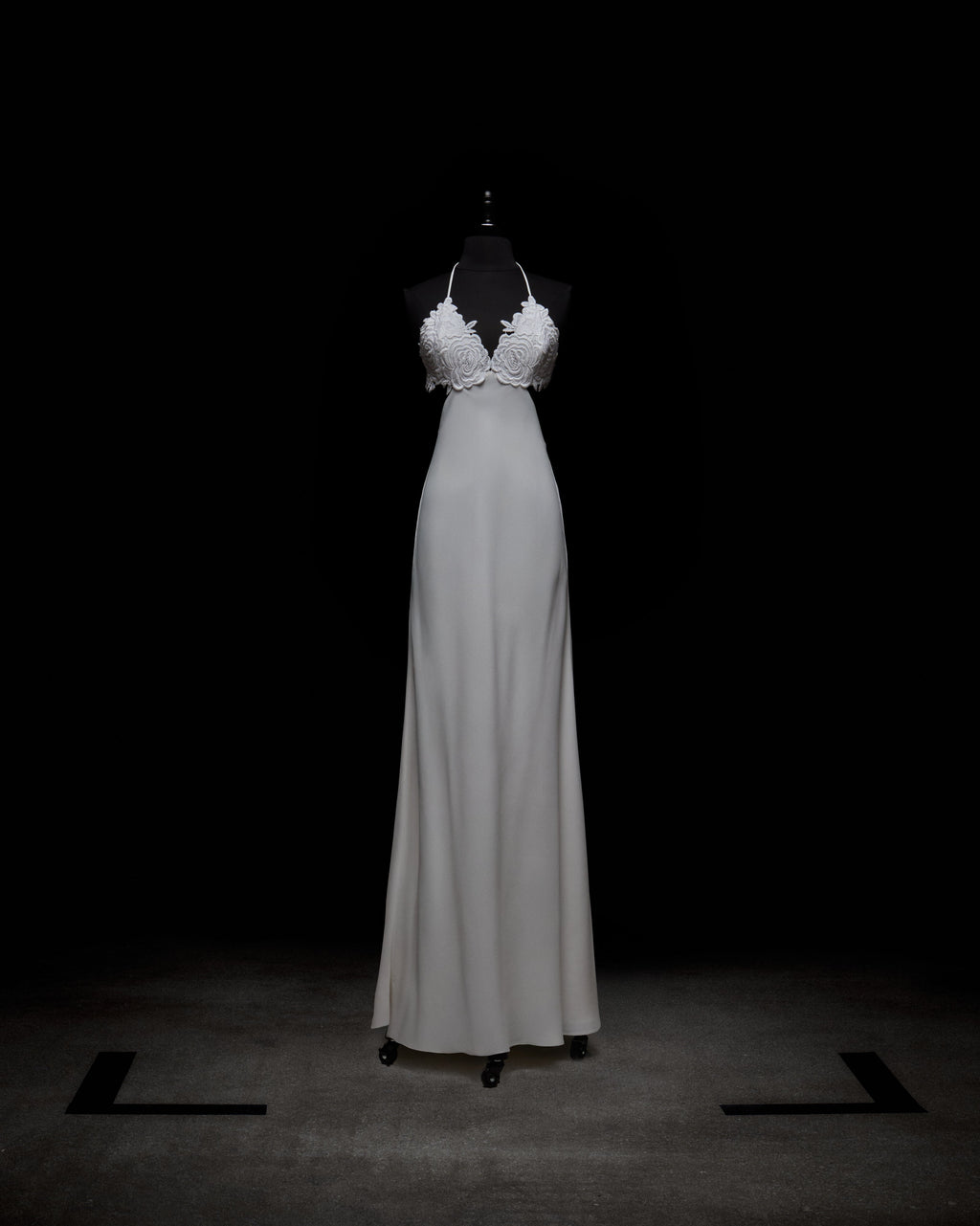 White Lace Halter Wedding Gown