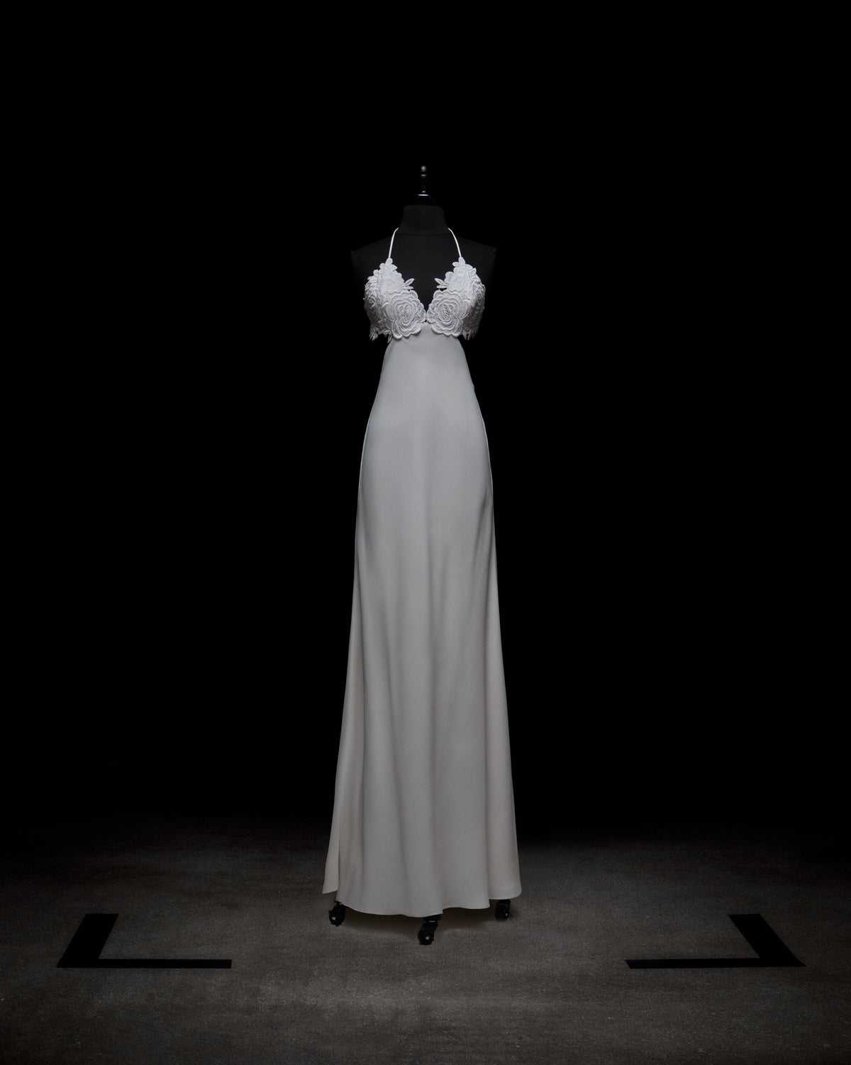 White Lace Halter Wedding Gown