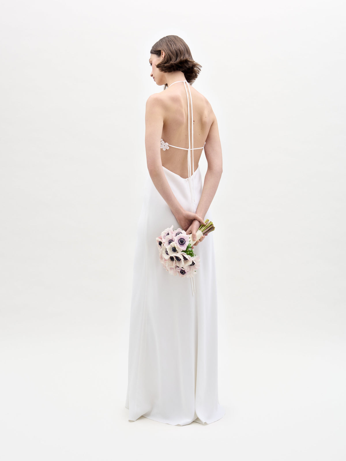 White Lace Halter Wedding Gown