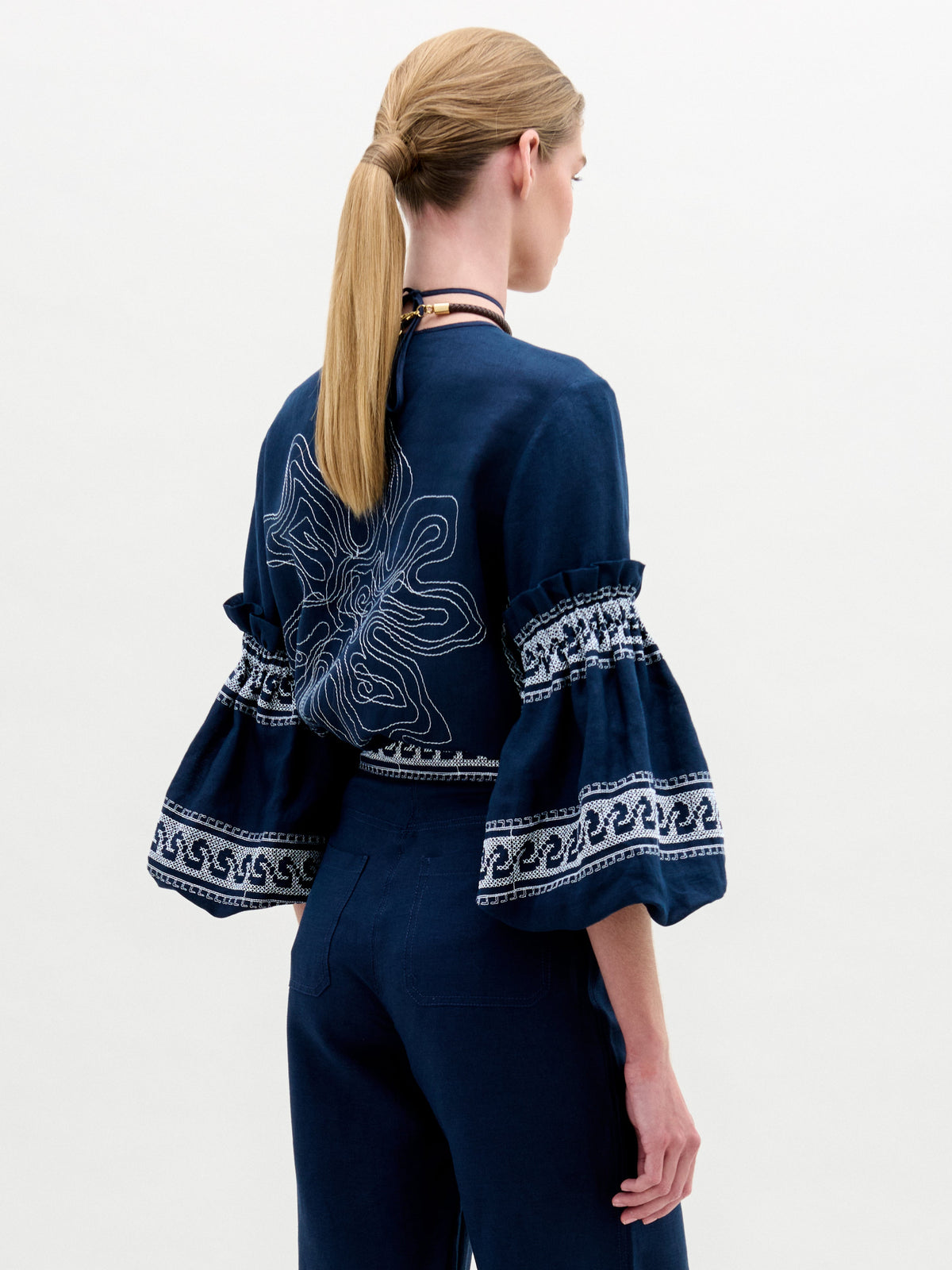Ethnic Embroidered Flare-Sleeve Top