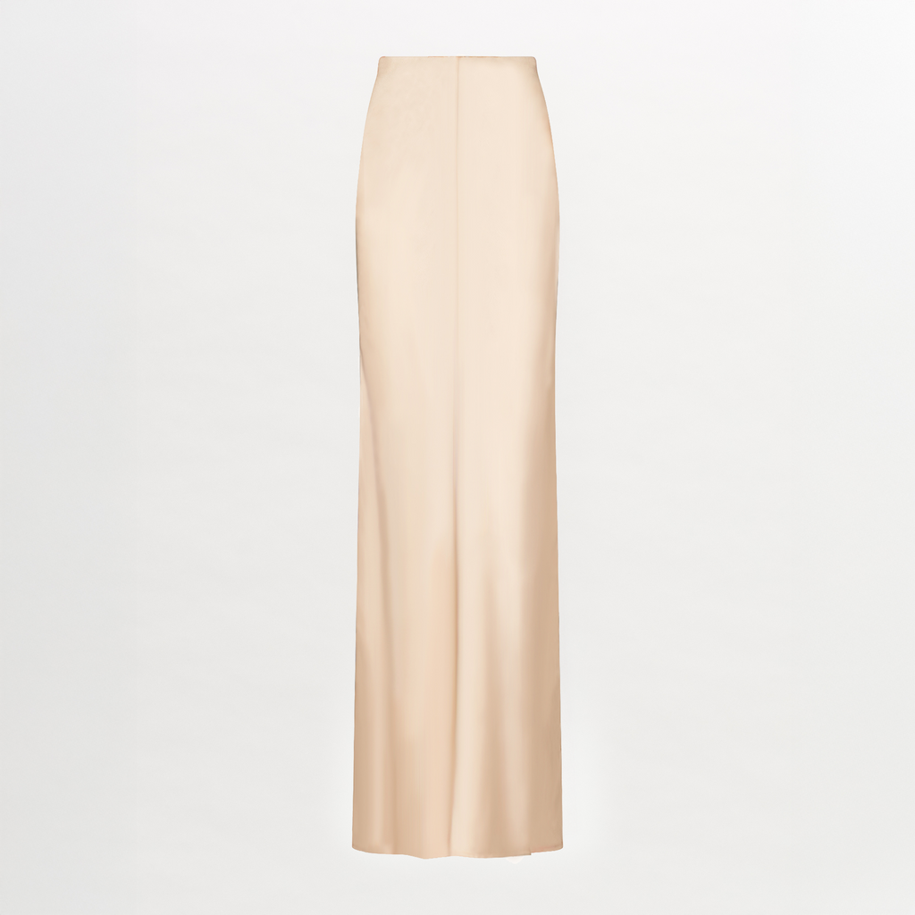 Beige High-waisted Straight Skirt