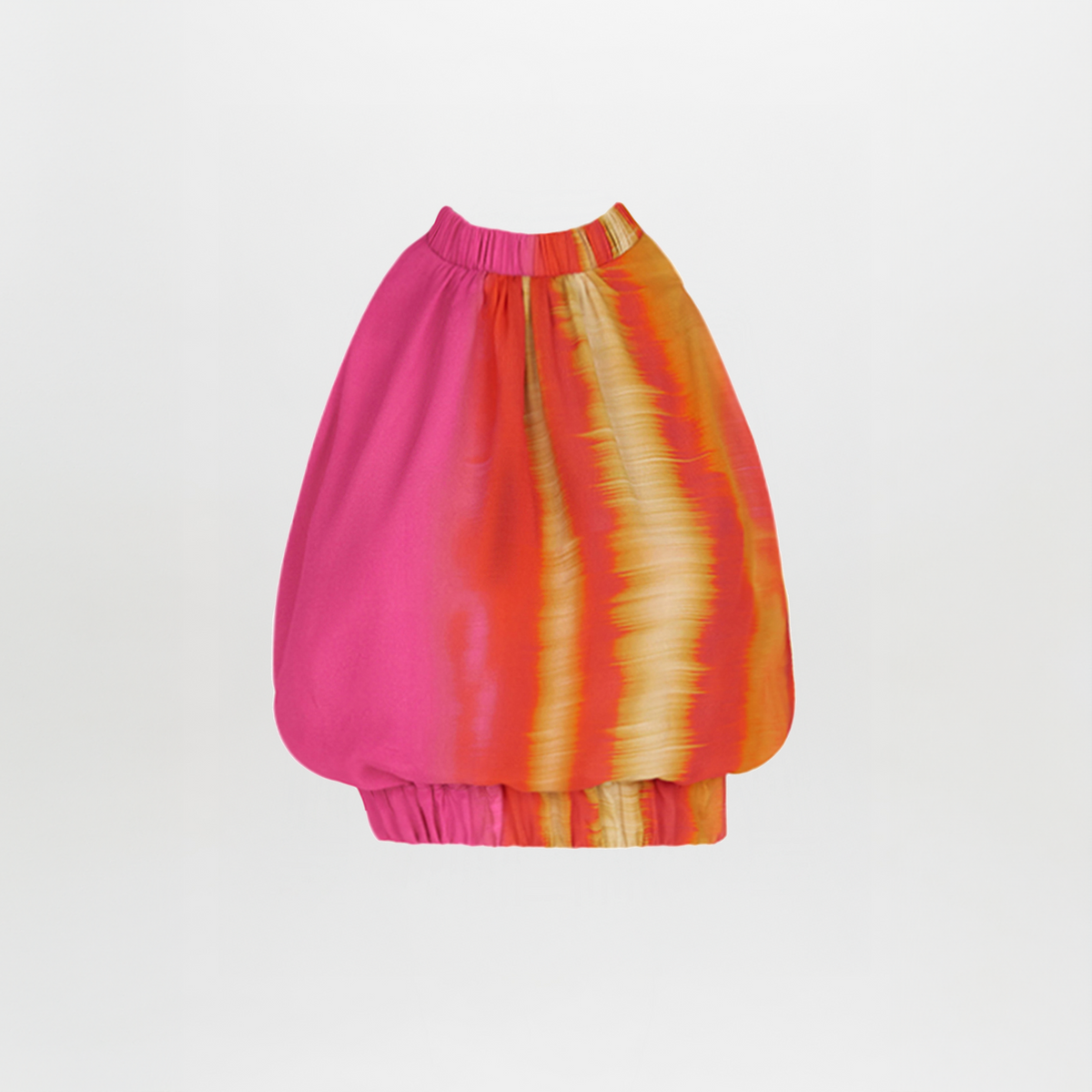 Pink Orange Gradient Ruffle Long Top