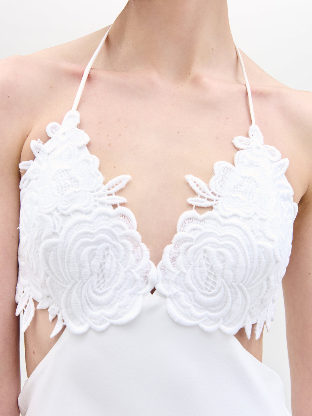 White Lace Halter Wedding Gown