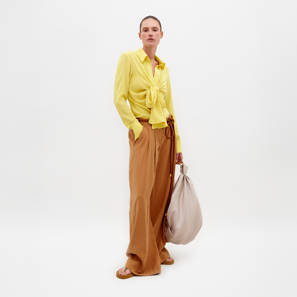 Brown High-Waist Wide-Leg Pants