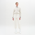 White High-Waisted Turn-Up Cropped Trousers
