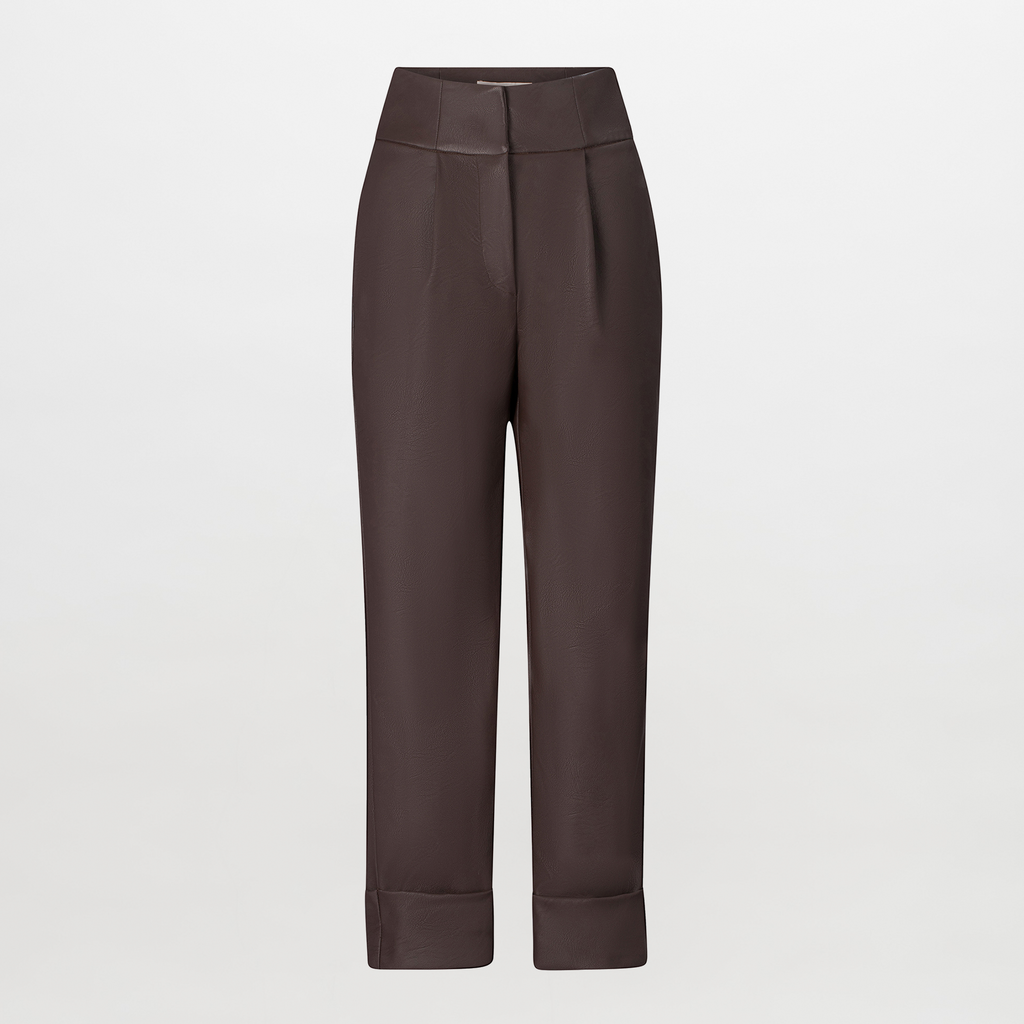 Brown High-Waist Wide-Leg Trousers