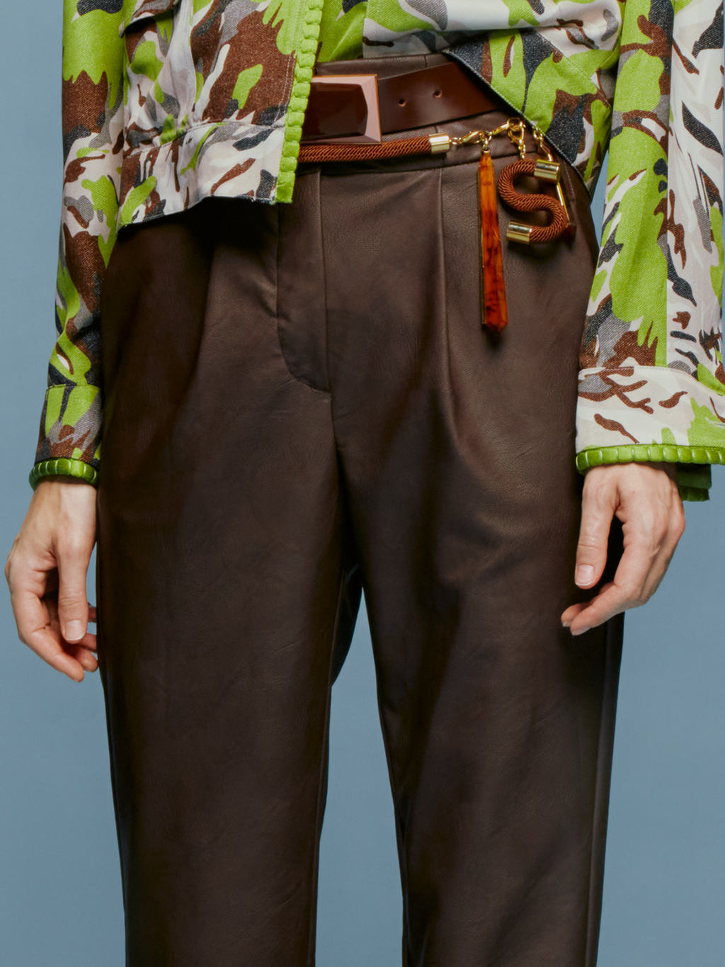 Brown High-Waist Wide-Leg Trousers