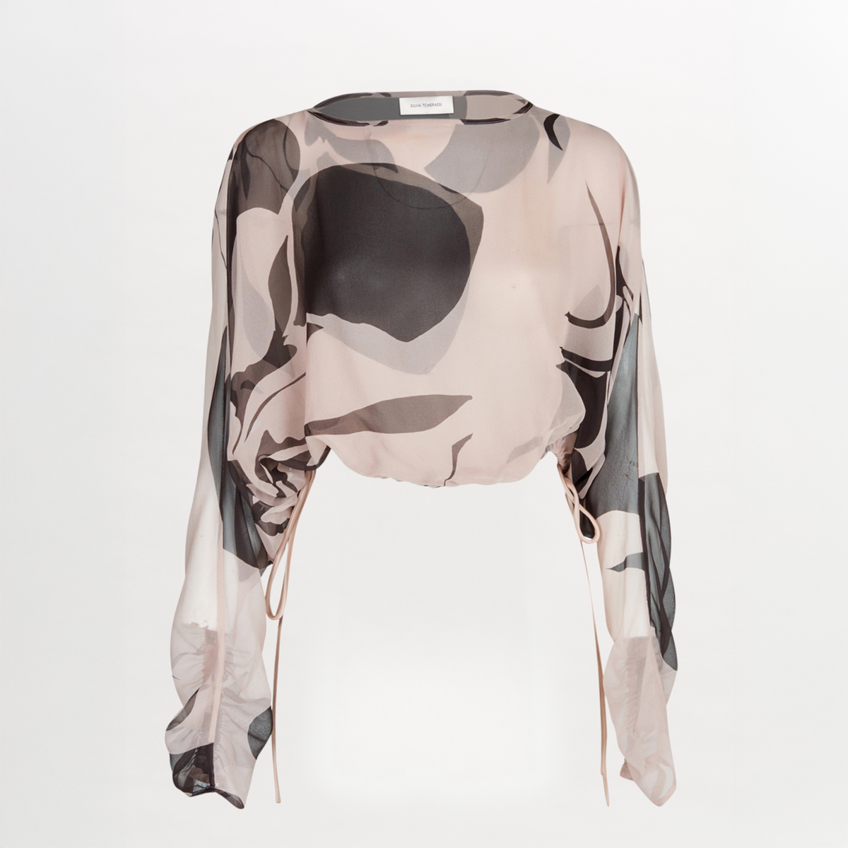 Printed Drawstring Long-Sleeve Top