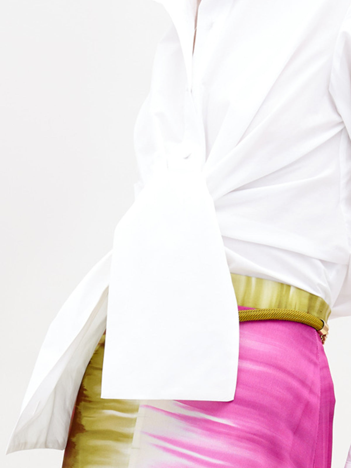 White Asymmetrical Knot Blouse