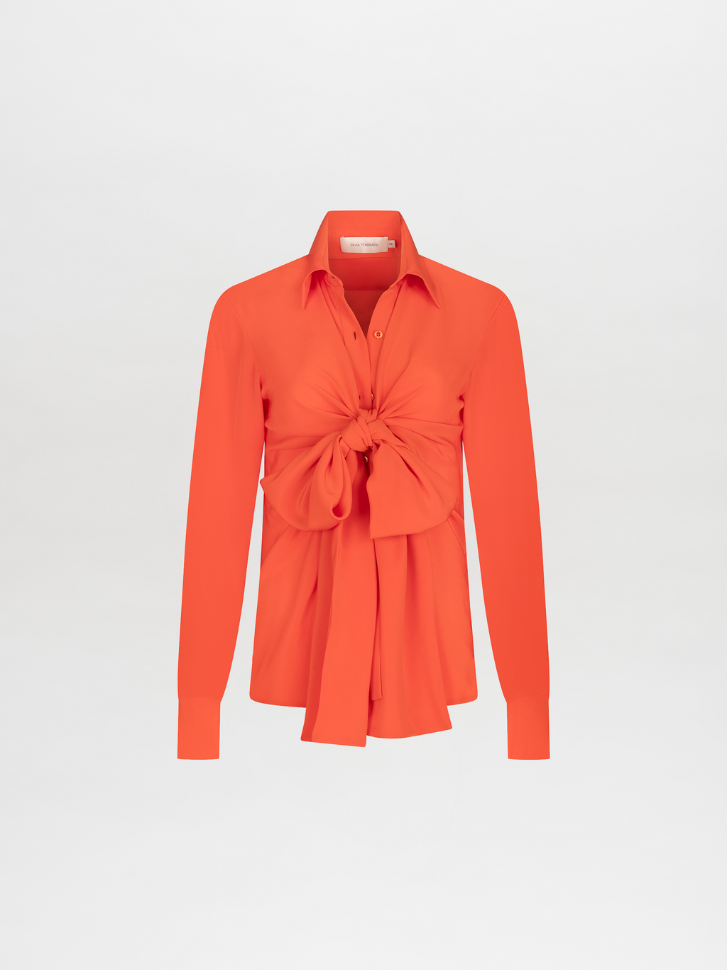 Bright Orange Tie Long-sleeve Top