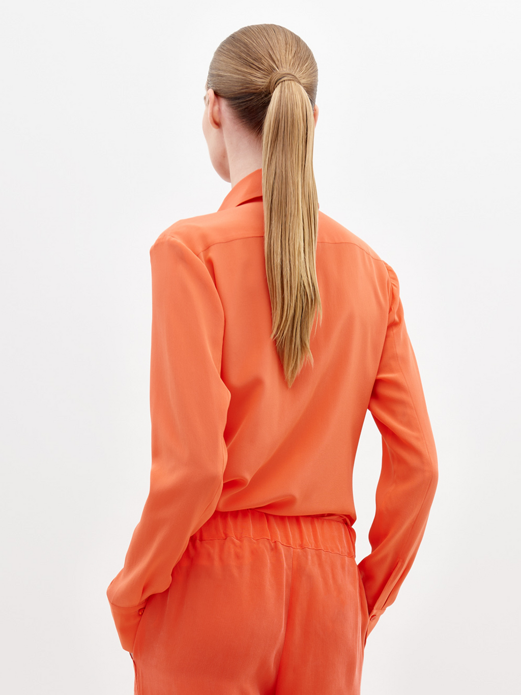 Bright Orange Tie Long-sleeve Top