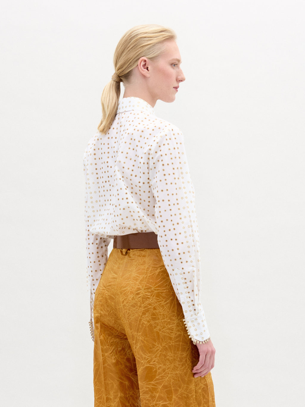White-Gold Polka-Dot Commuter Shirt