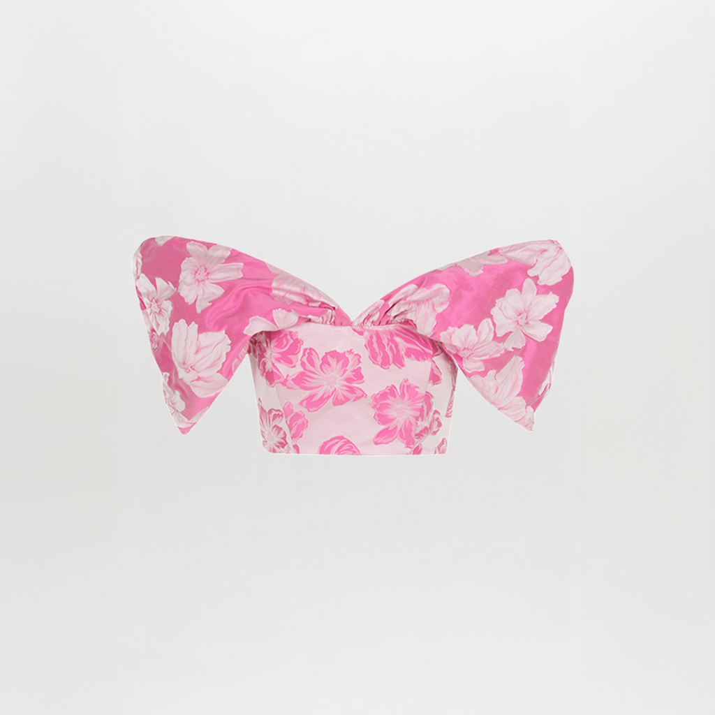Pink Floral Bow Crop Top