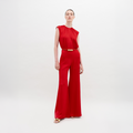 Red Fitted-Waist Jumpsuit
