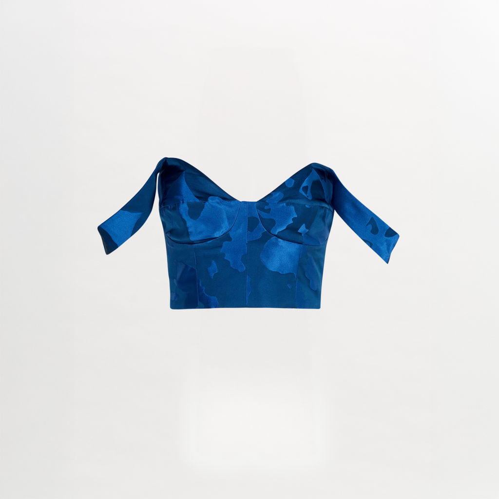 Printed Off-shoulder Long Sleeve Cropped Top
