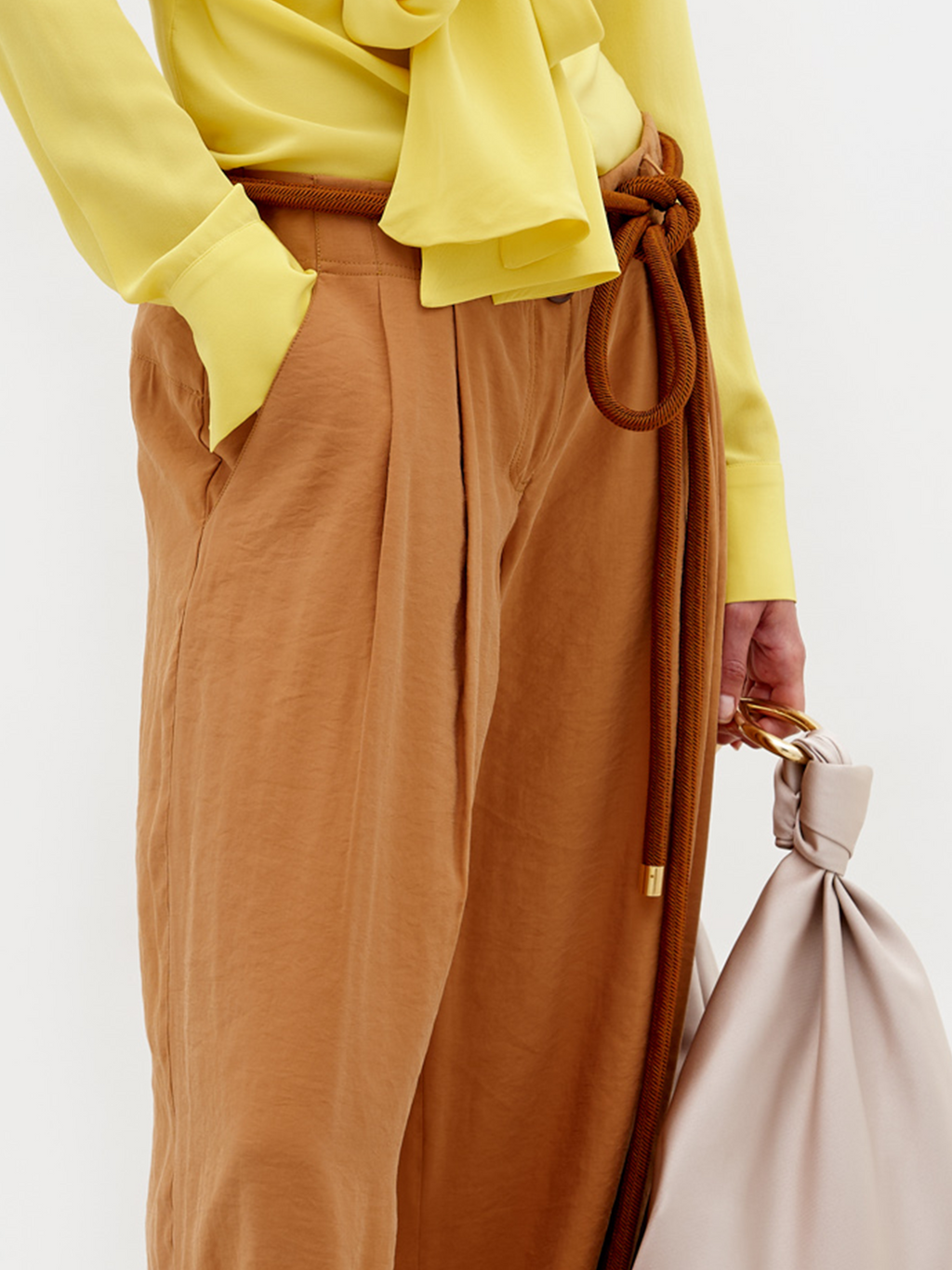 Brown High-Waist Wide-Leg Pants
