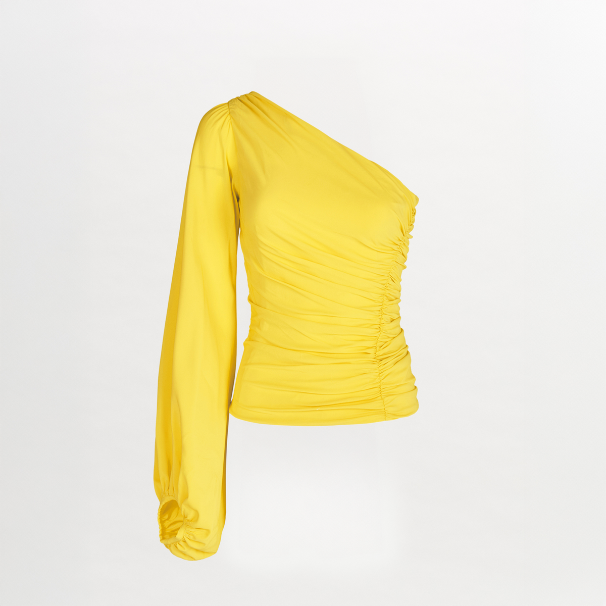 Yellow One-shoulder Ruched Top