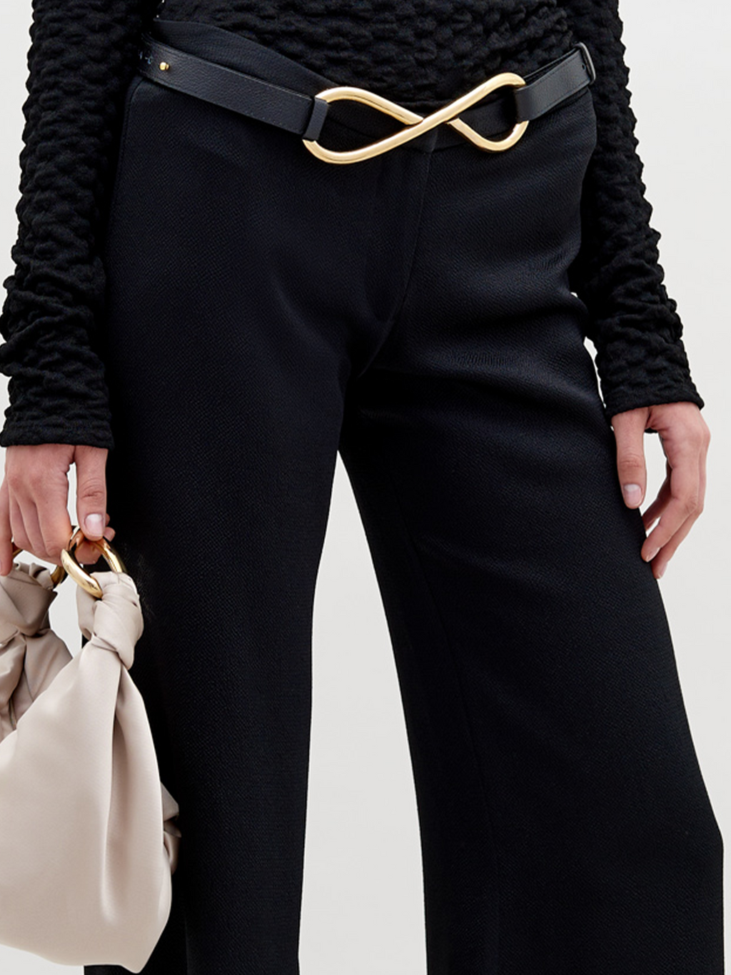 Black Drapey Wide-Leg Trousers