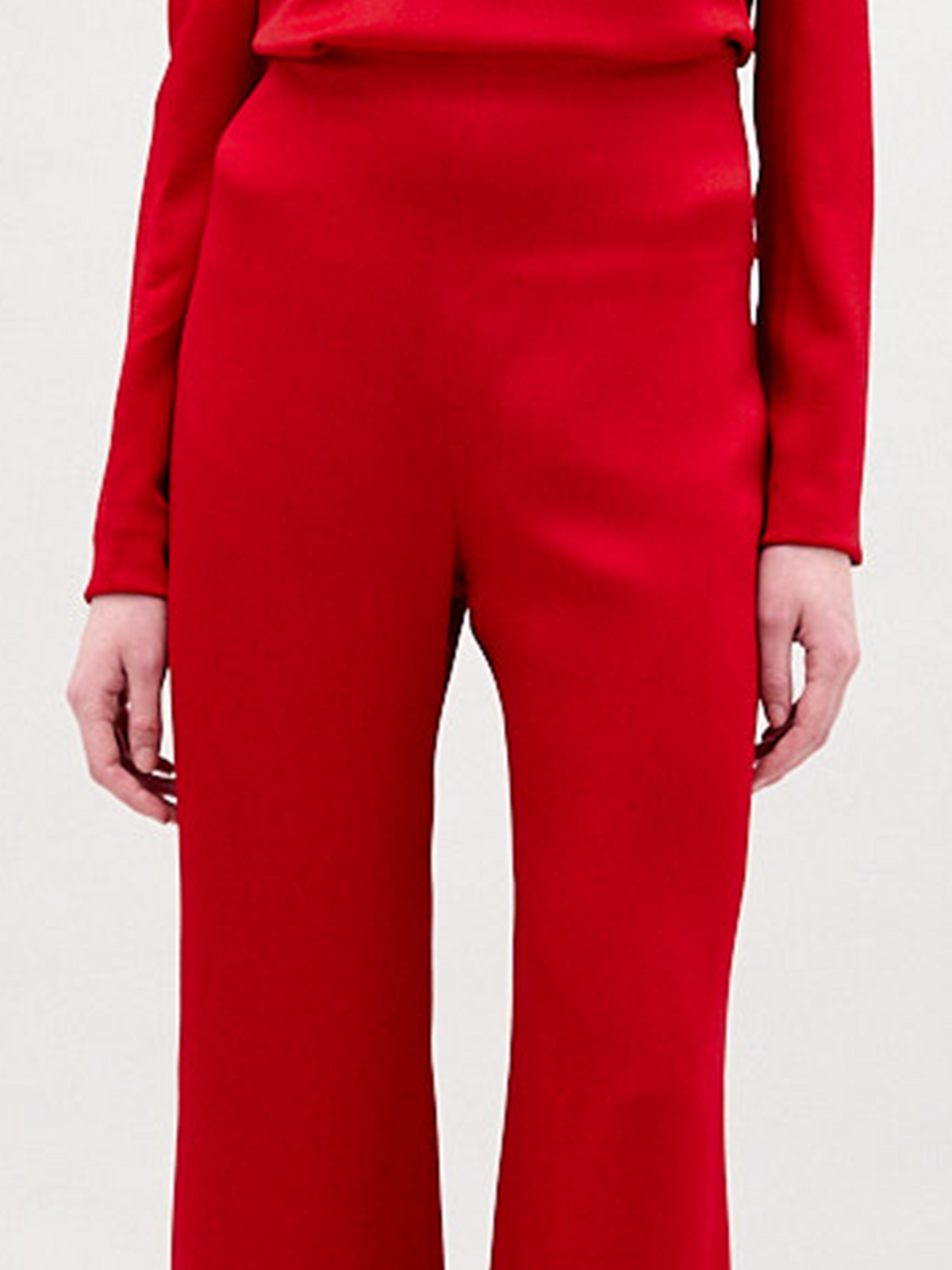 Red Off-Shoulder Drapey Wide-Leg Pants