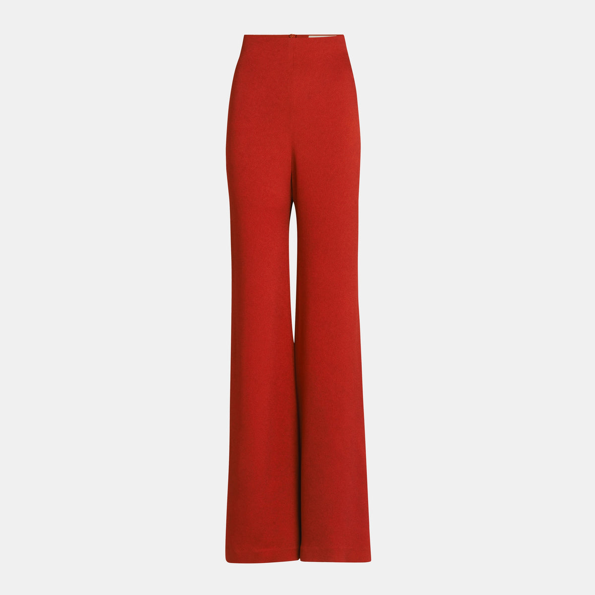 Red High-Waisted Flared Trousers