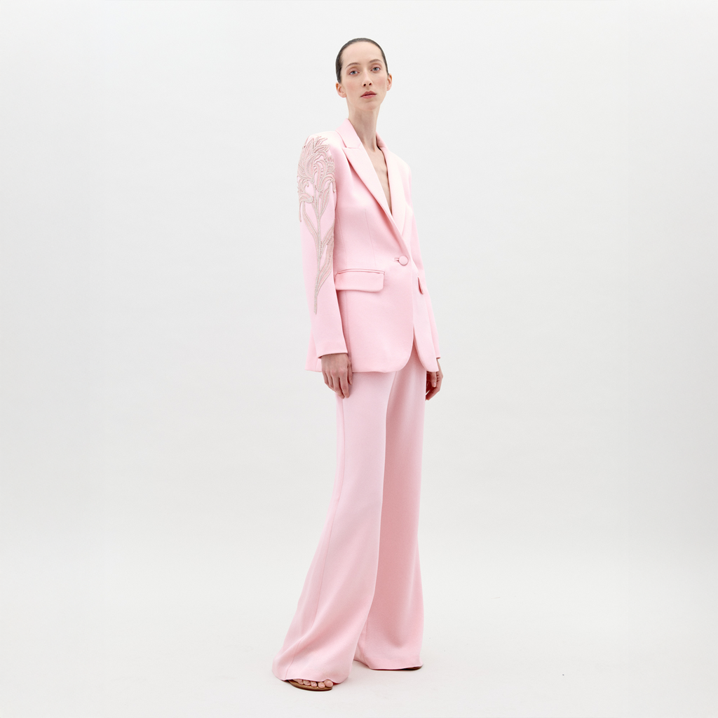 Embroidered Pink Suit Two-piece Set