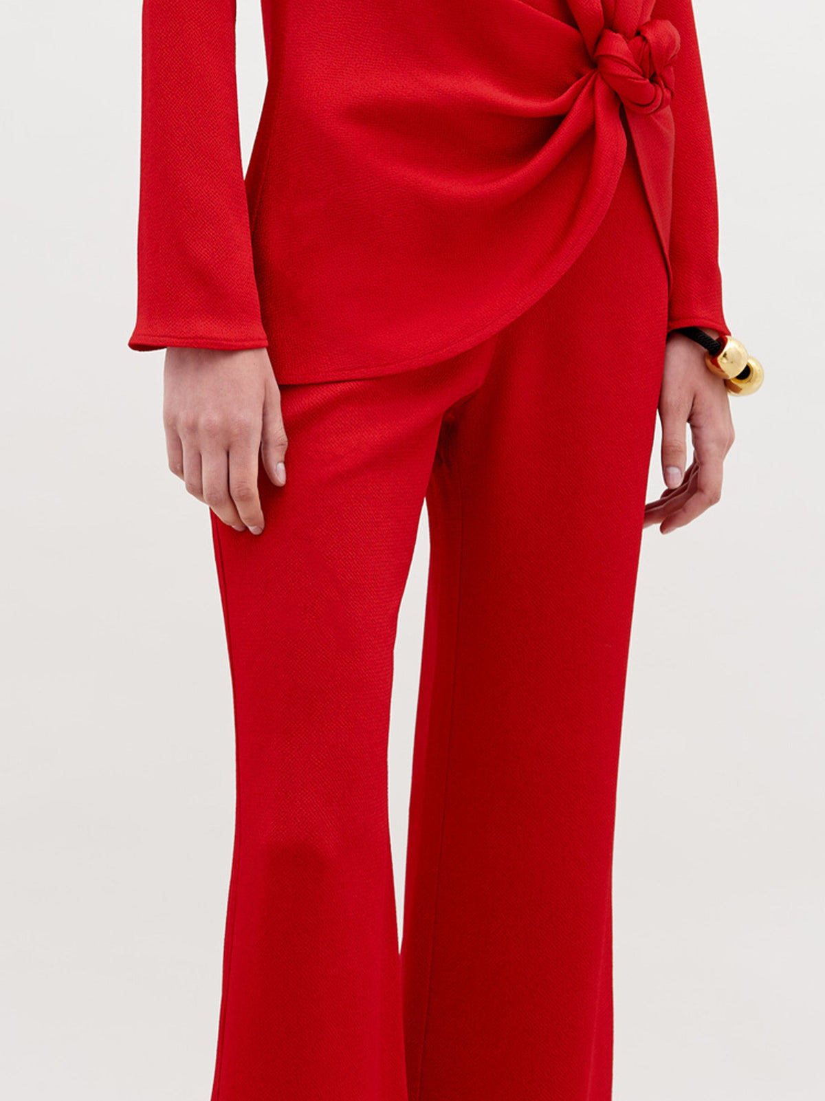 Red Long-Sleeve Flare Pants
