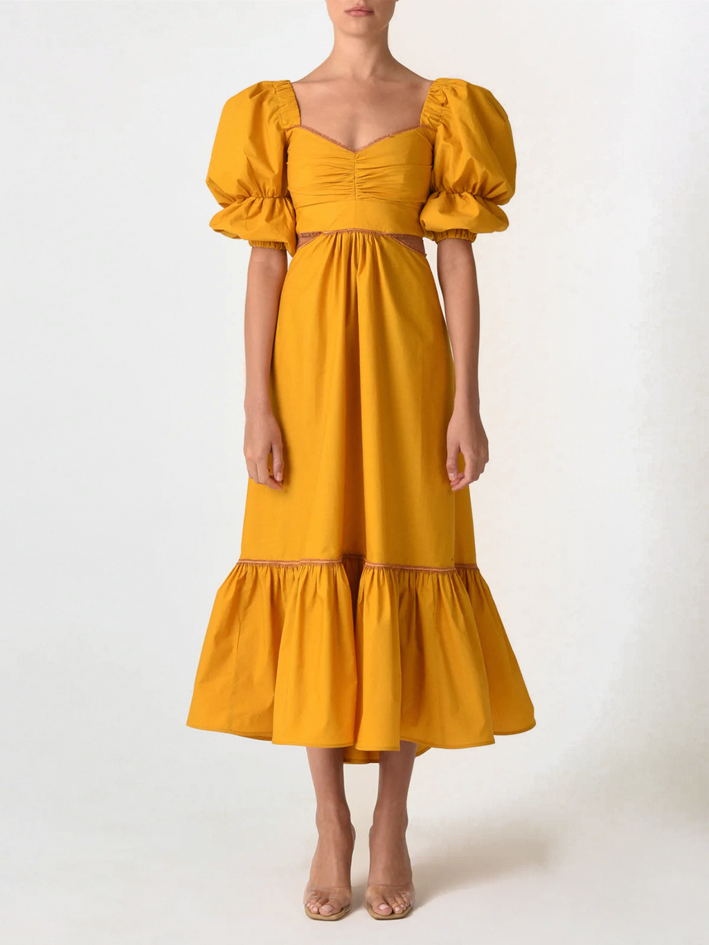 Mustard Ruffle Sleeve Maxi Dress