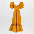 Mustard Ruffle Sleeve Maxi Dress