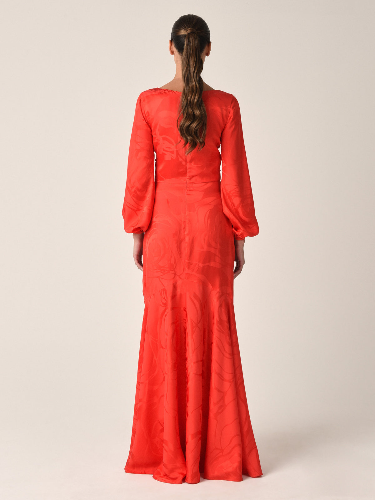 Lantern Sleeve Red Maxi Dress
