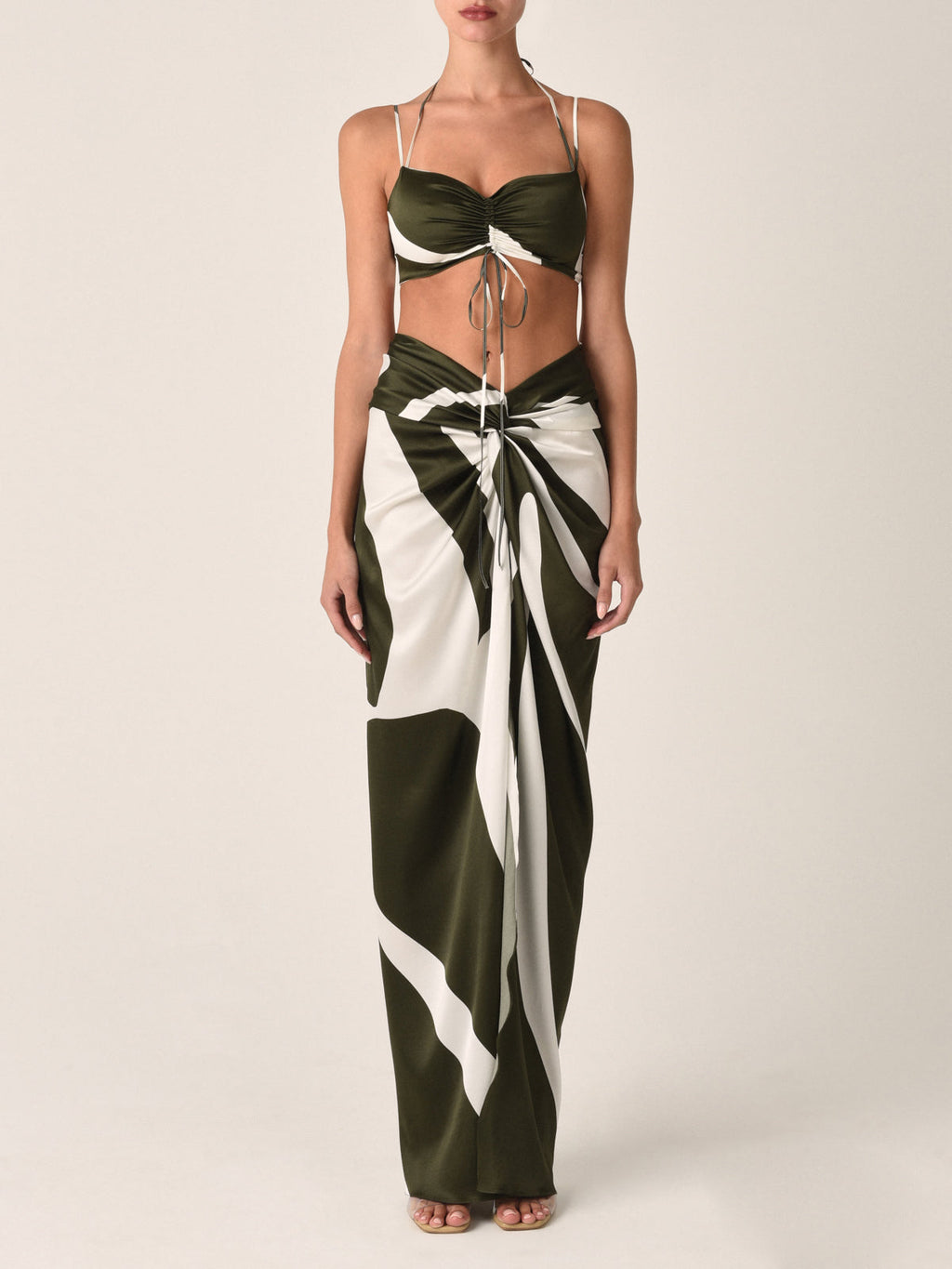 Halter Tie-String Contrast Bra