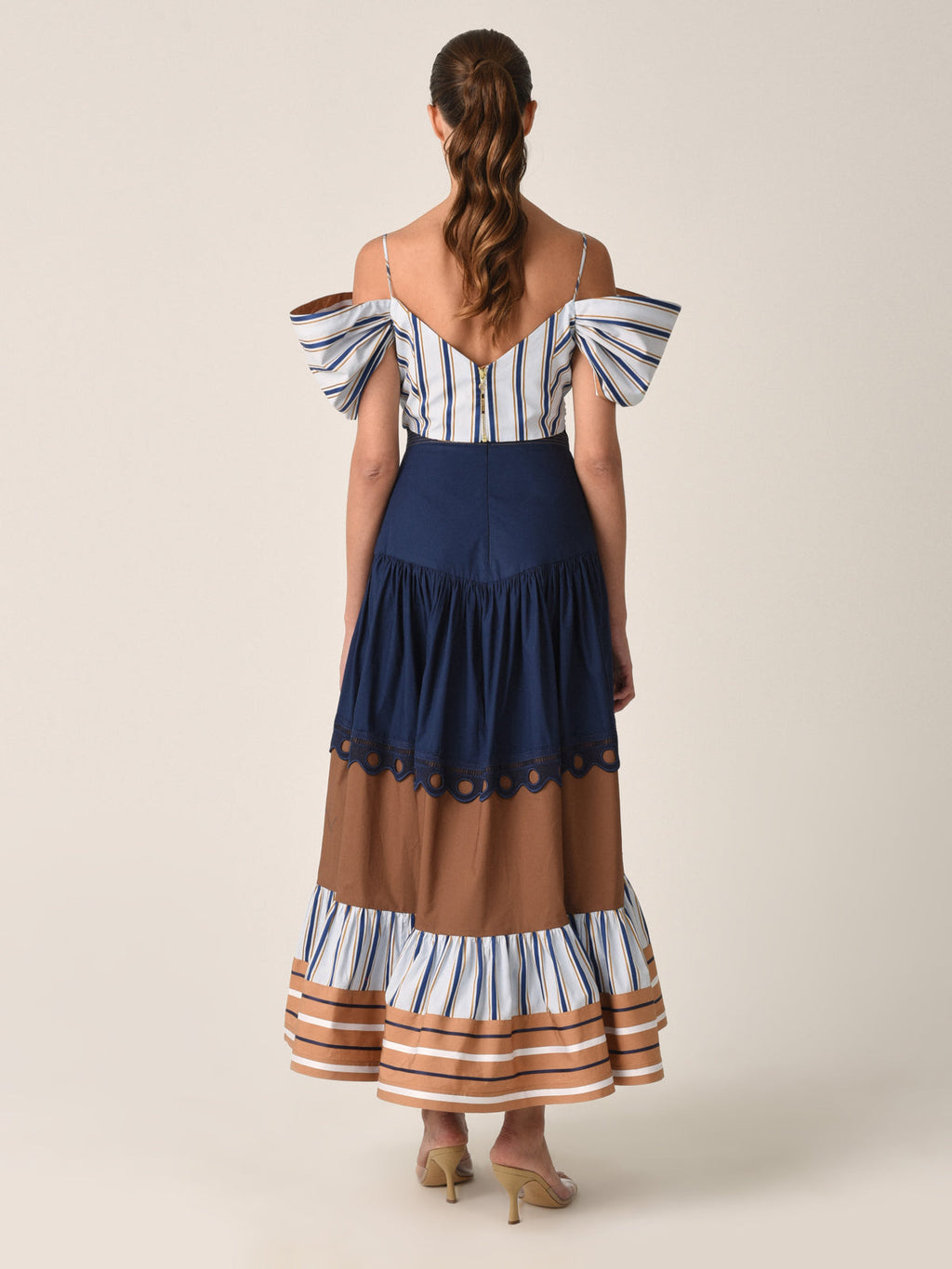 Blue - white Striped Flared - sleeve Cami