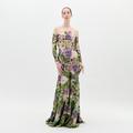 Off-Shoulder Floral Embroidered Gown