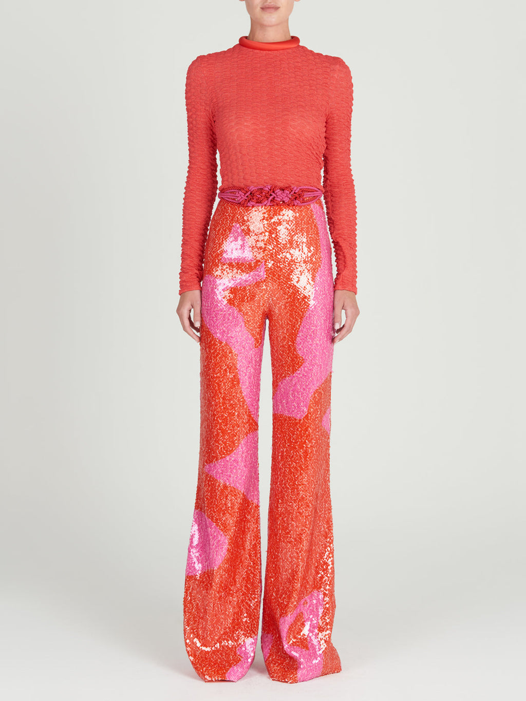 Turtleneck Textured Orange Sweater